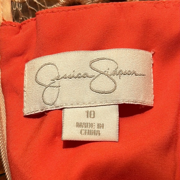 Jessica Simpson tailored sheath lace over bright tangerine - Picture 3 of 5